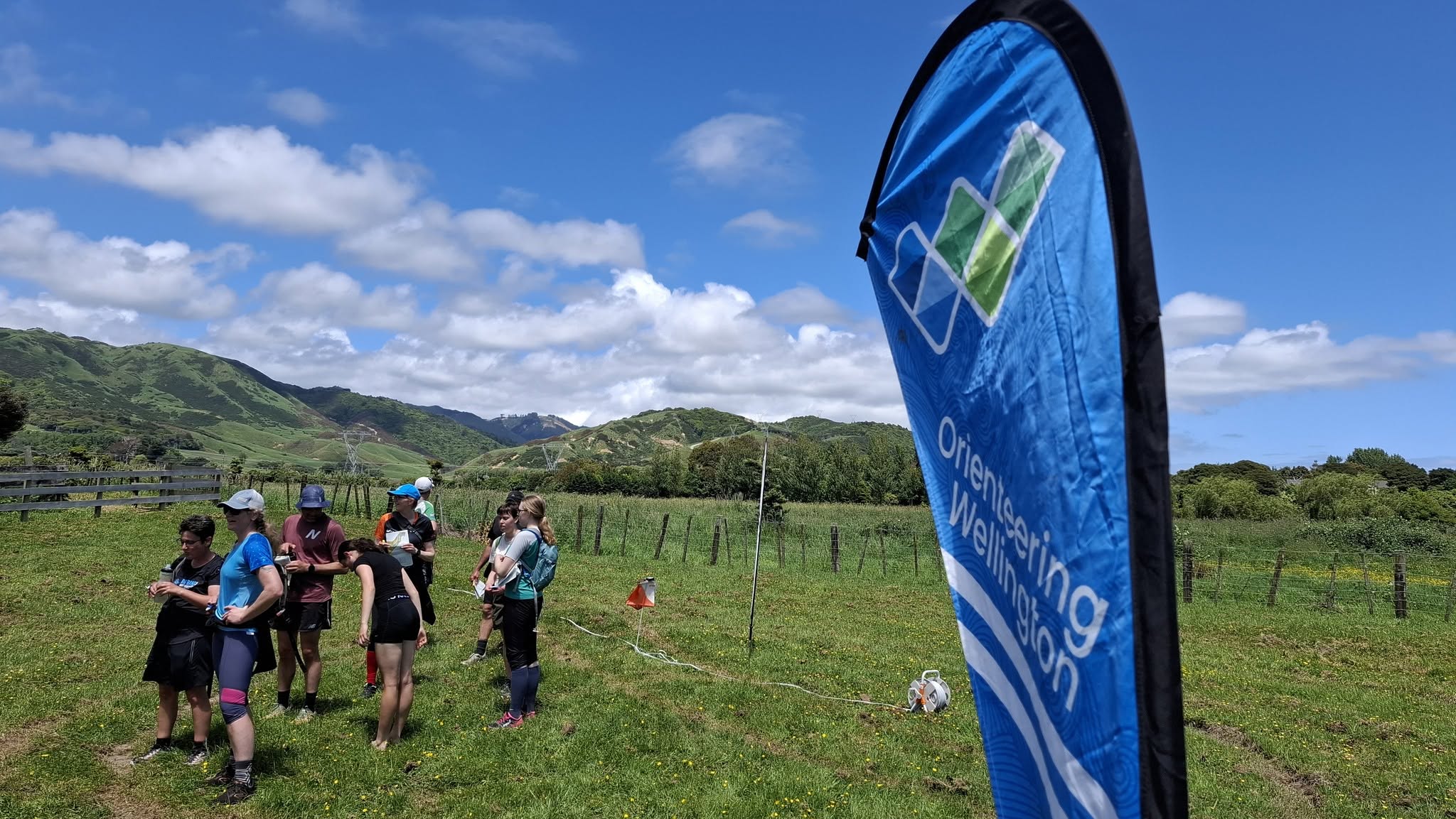 Competitors gathered at an Orienteering Wellington finish